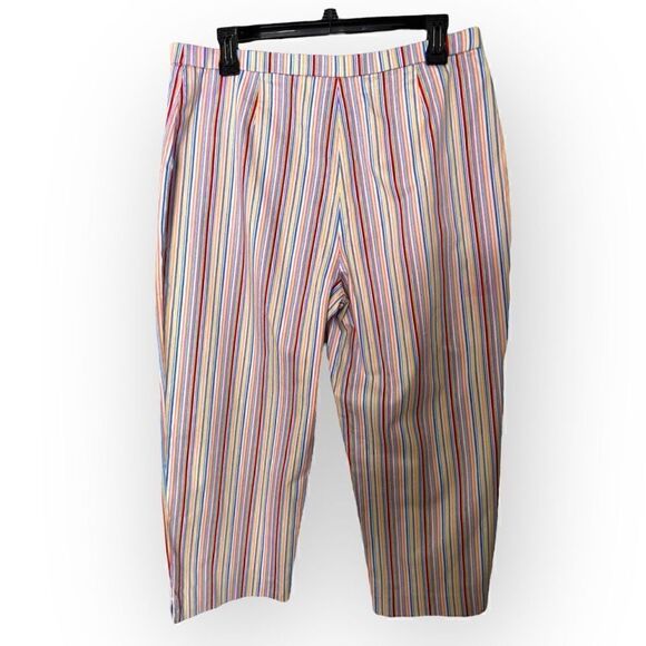 Coldwater Creek white red blue yellow stripe Pants Size 12 - Picture 3 of 4